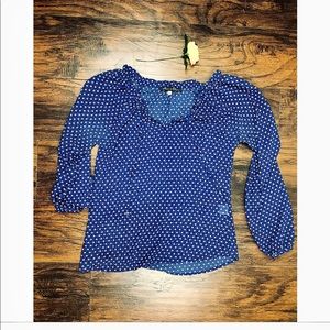 NW/OT Long Sleeve Blue + White Draw Strong Blouse